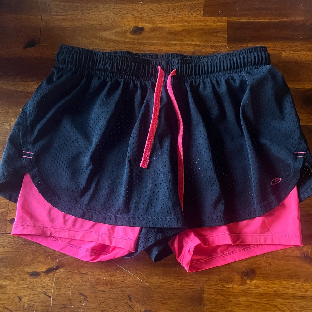 Champion Women's Black and Pink Athletic Shorts